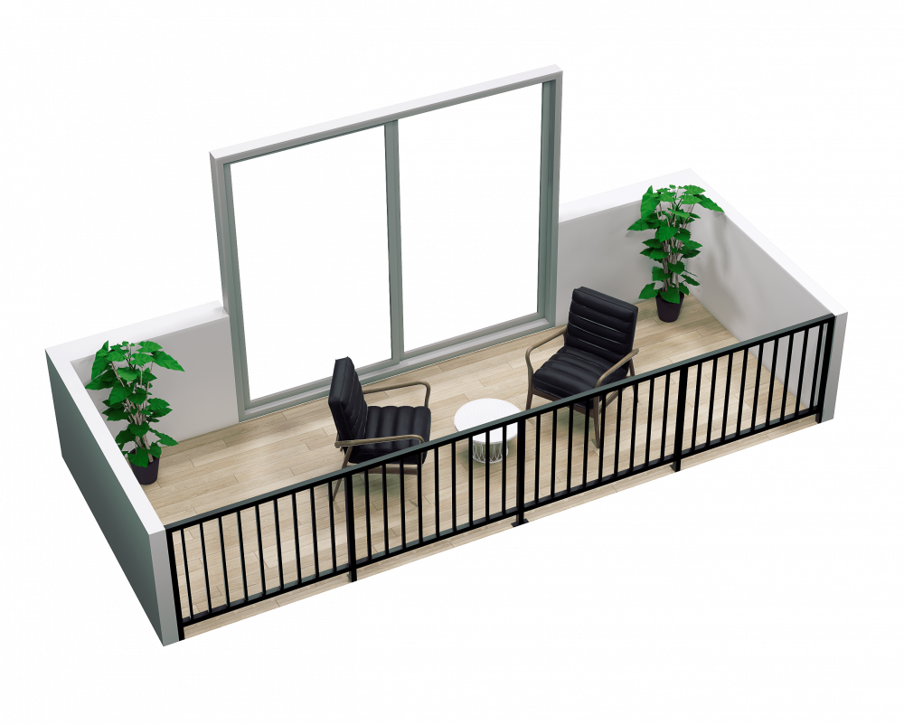 3 bhk with extra wide balcony